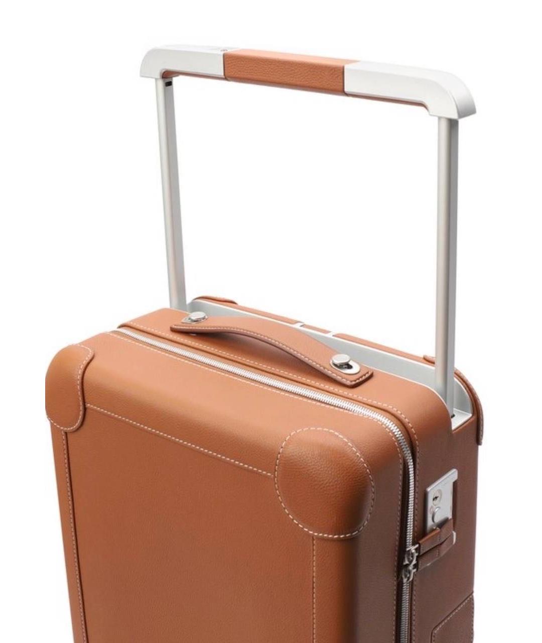 HERMES Коричневый кожаный чемодан, фото 4