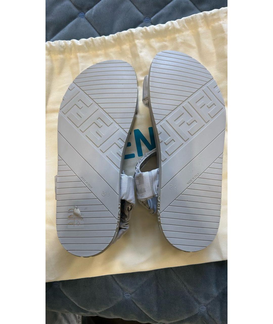 FENDI Серые текстильные сандалии, фото 6