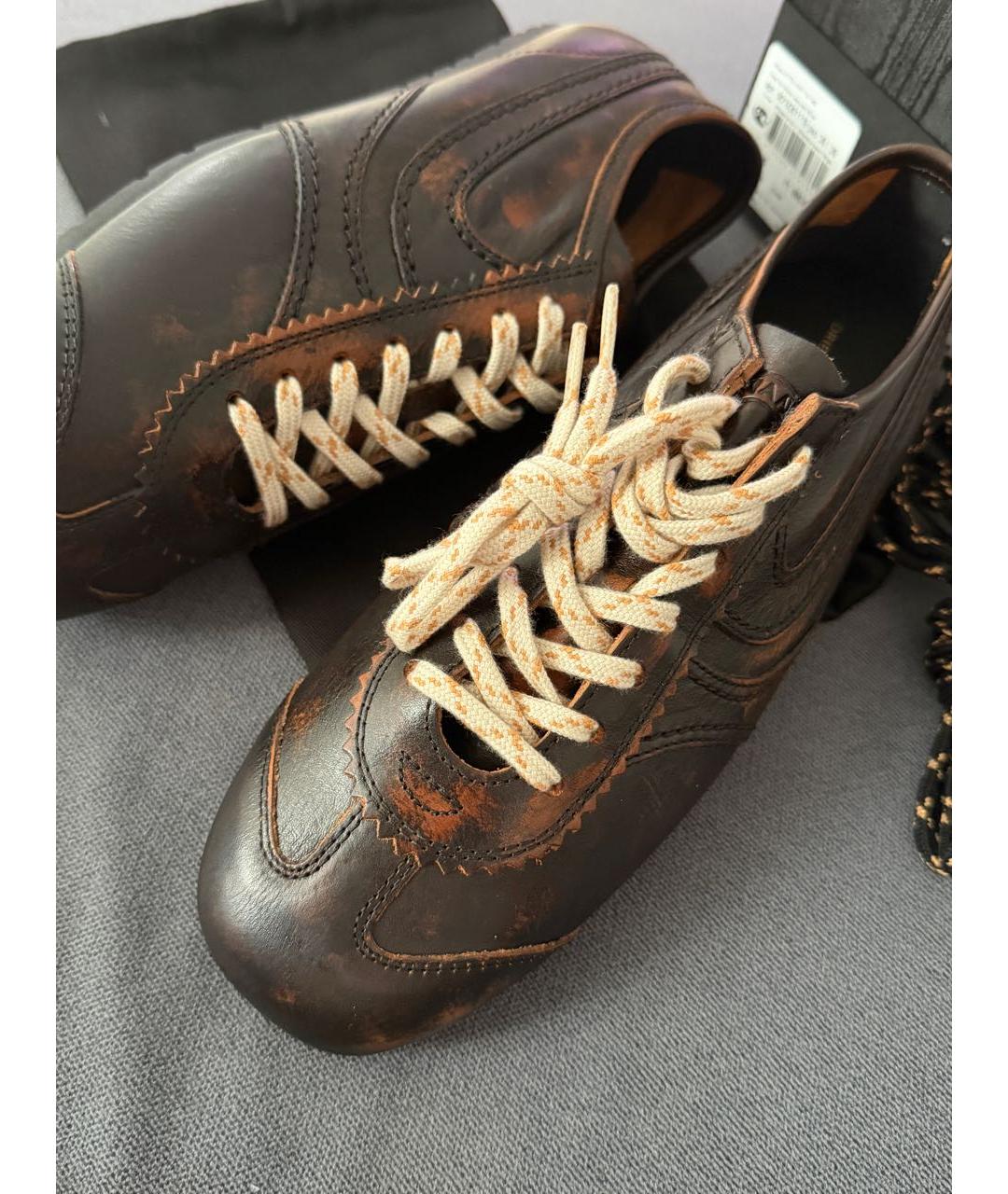 DRIES VAN NOTEN Коричневые кожаные кеды, фото 5