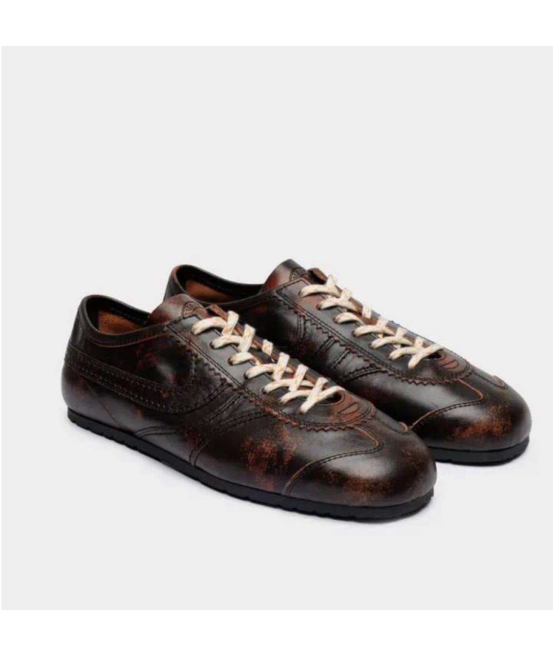 DRIES VAN NOTEN Коричневые кожаные кеды, фото 7