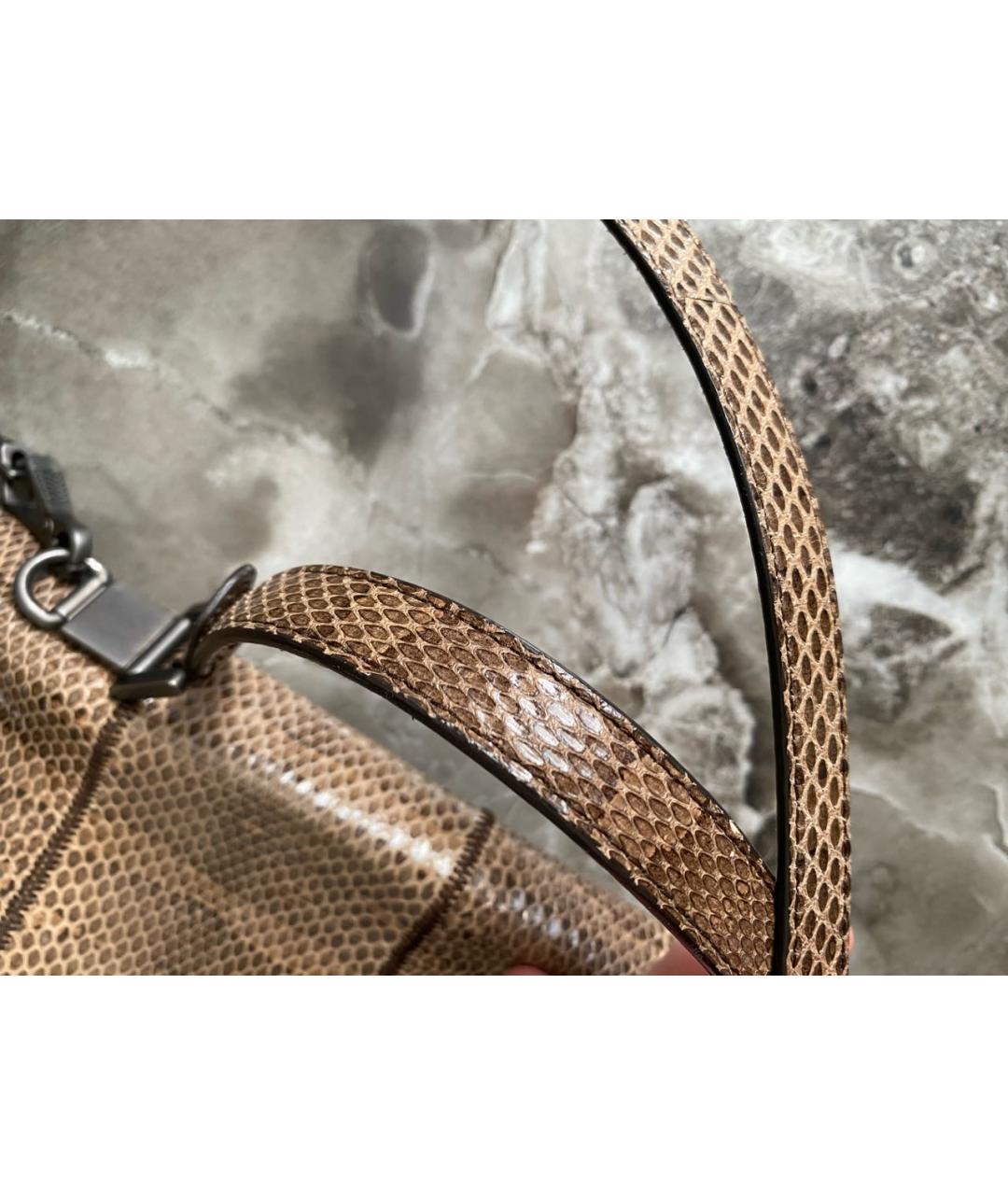 BOTTEGA VENETA Бежевая сумка через плечо из экзотической кожи, фото 4