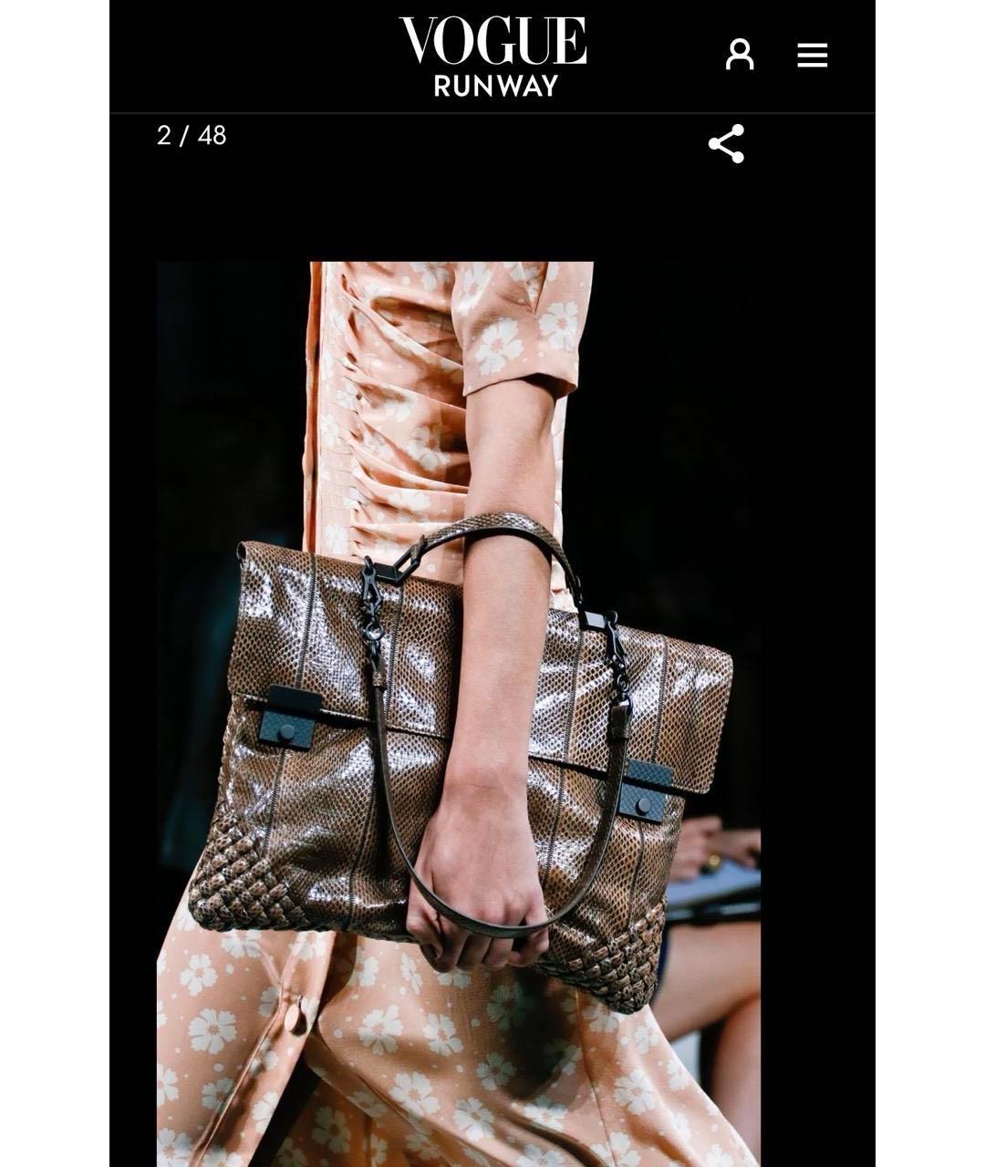 BOTTEGA VENETA Бежевая сумка через плечо из экзотической кожи, фото 2