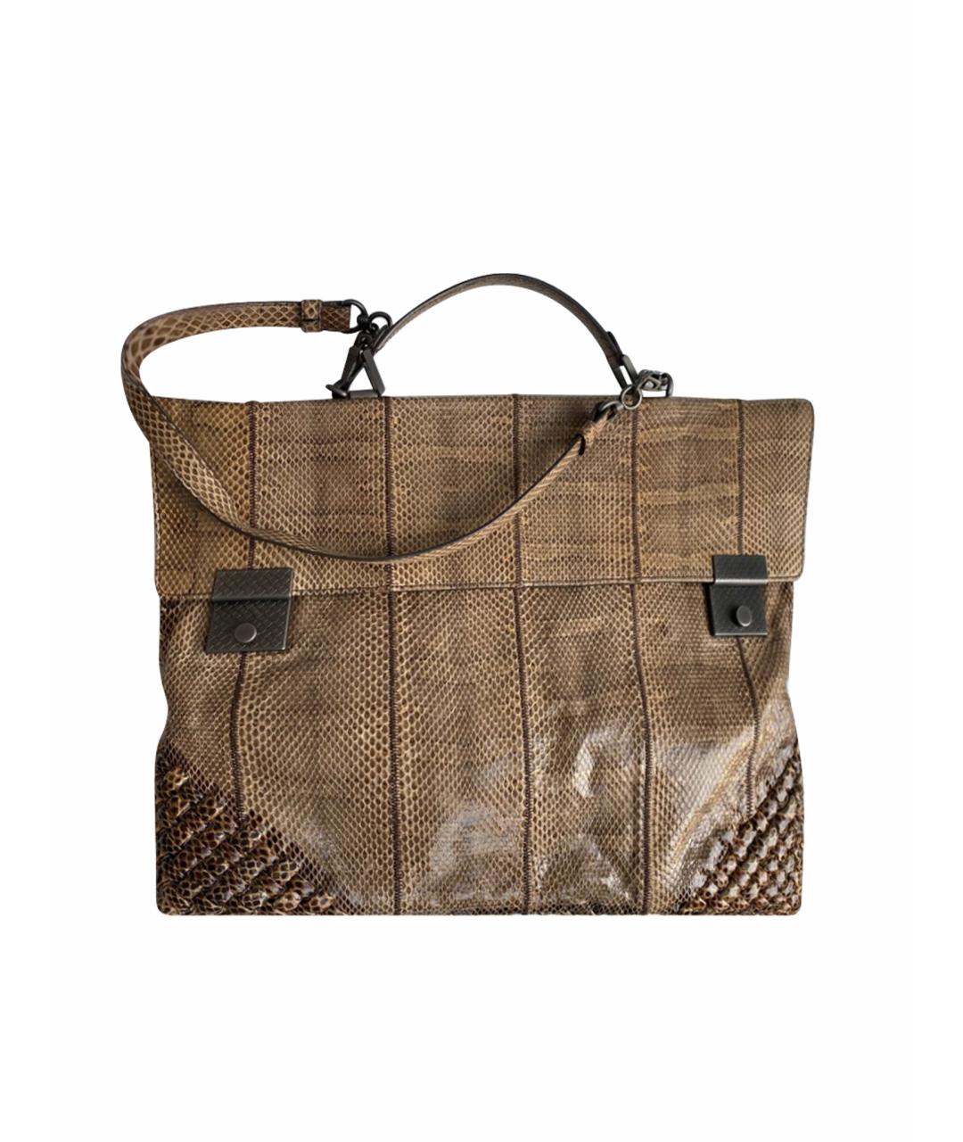 BOTTEGA VENETA Бежевая сумка через плечо из экзотической кожи, фото 1