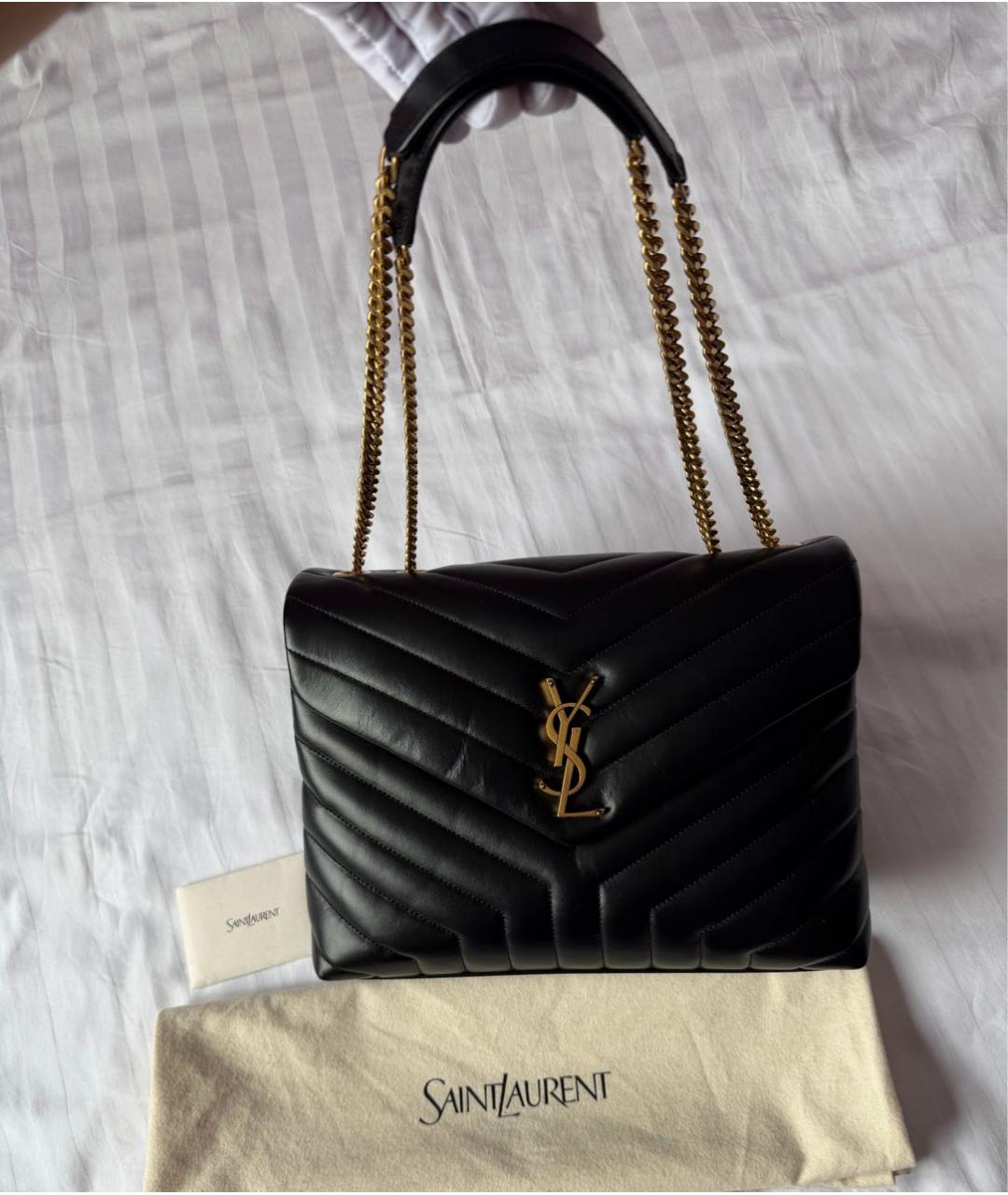 SAINT LAURENT Черная кожаная сумка через плечо, фото 3