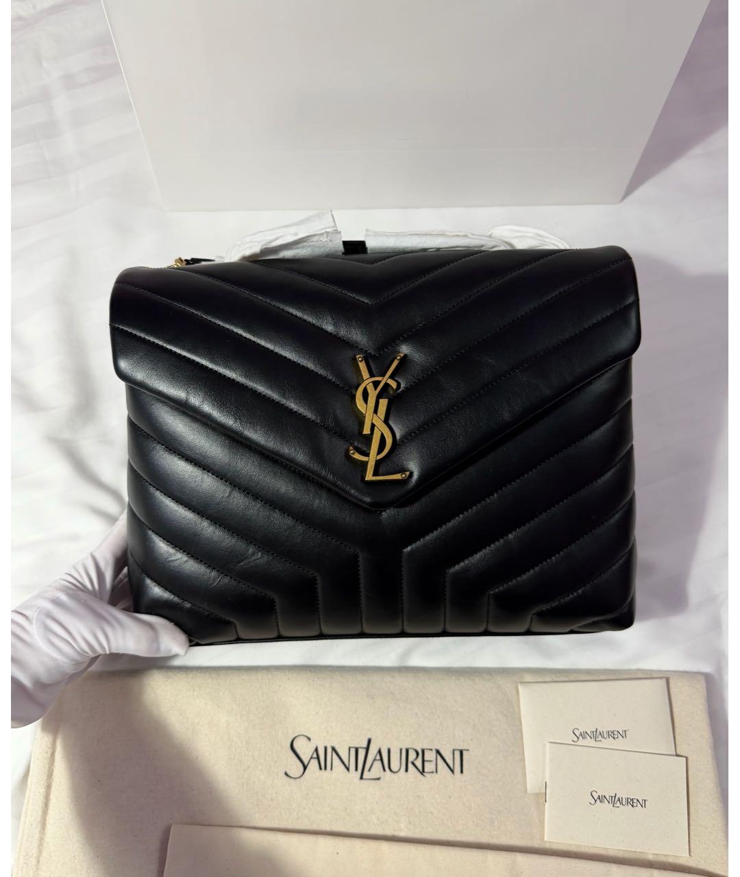 SAINT LAURENT Черная кожаная сумка через плечо, фото 2