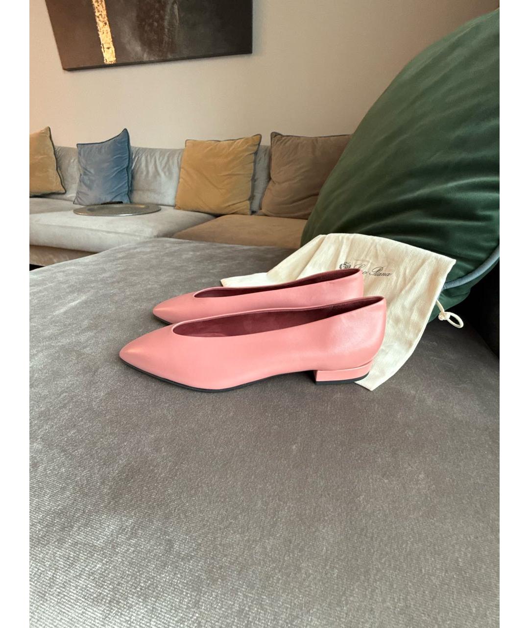 LORO PIANA Розовые кожаные балетки, фото 7