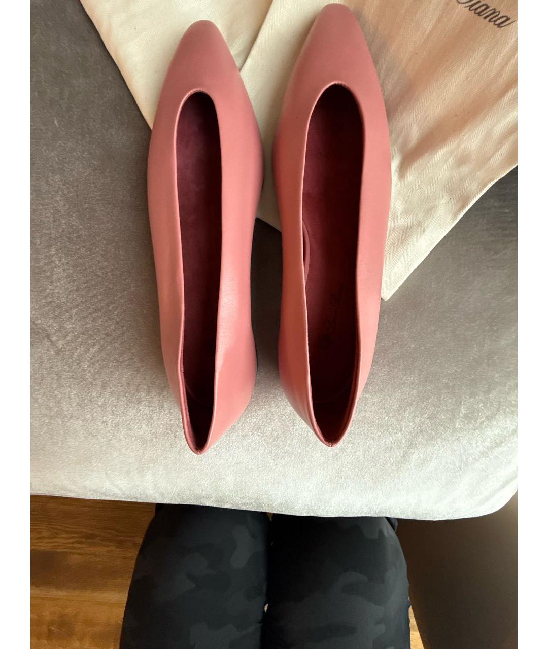 LORO PIANA Розовые кожаные балетки, фото 3