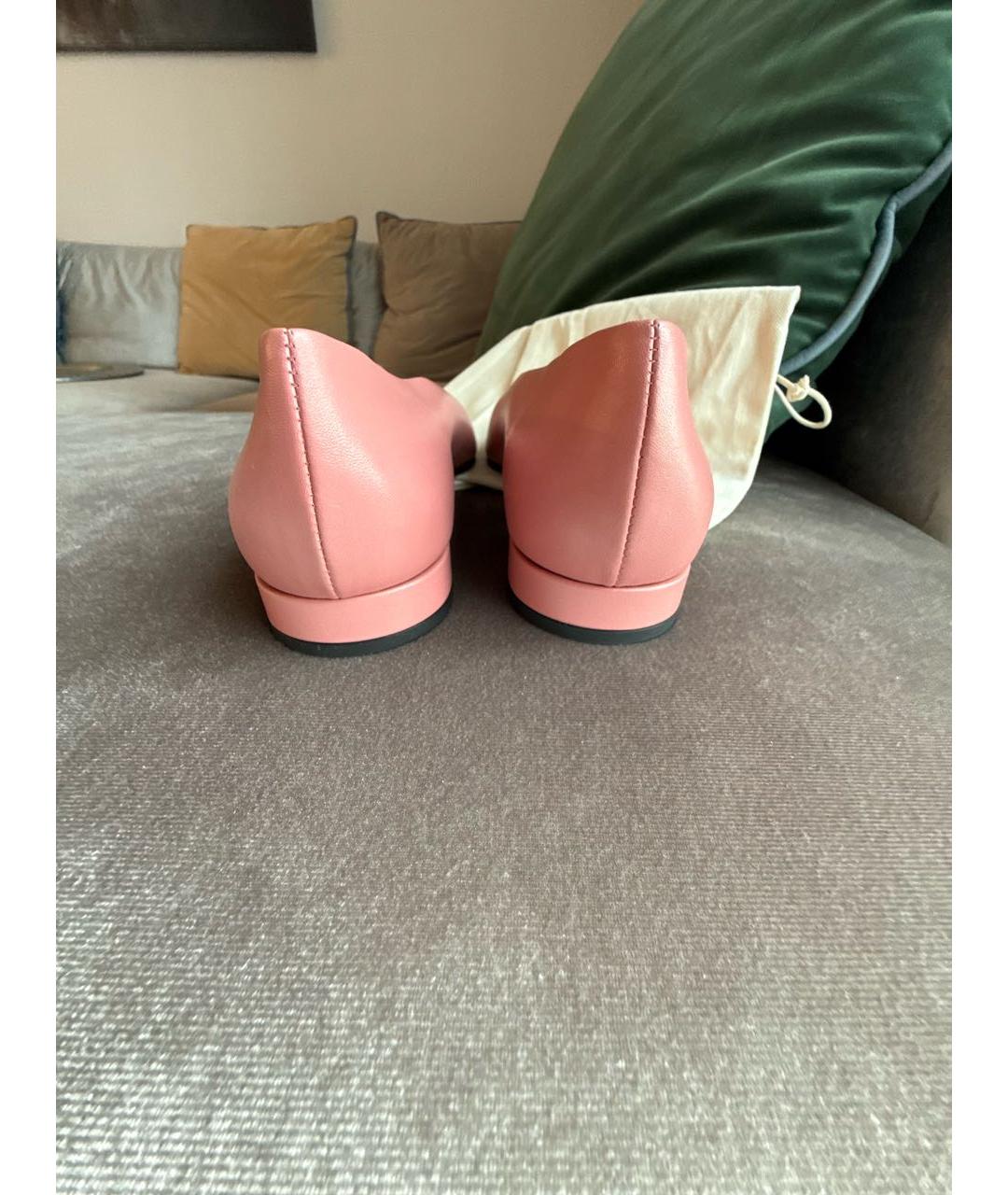 LORO PIANA Розовые кожаные балетки, фото 4