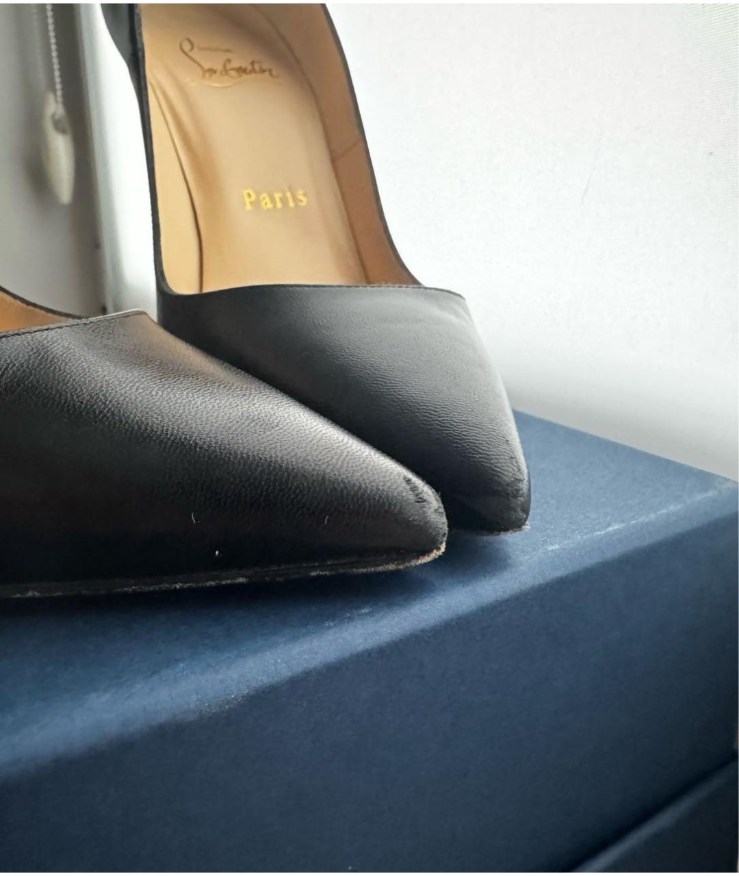 CHRISTIAN LOUBOUTIN Черные кожаные туфли, фото 5