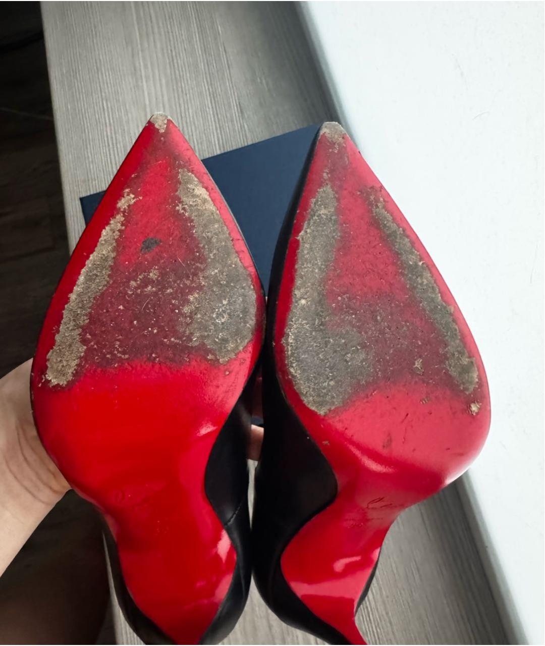 CHRISTIAN LOUBOUTIN Черные кожаные туфли, фото 6