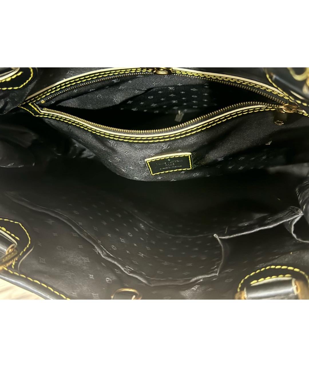 LOUIS VUITTON Черная кожаная сумка тоут, фото 6