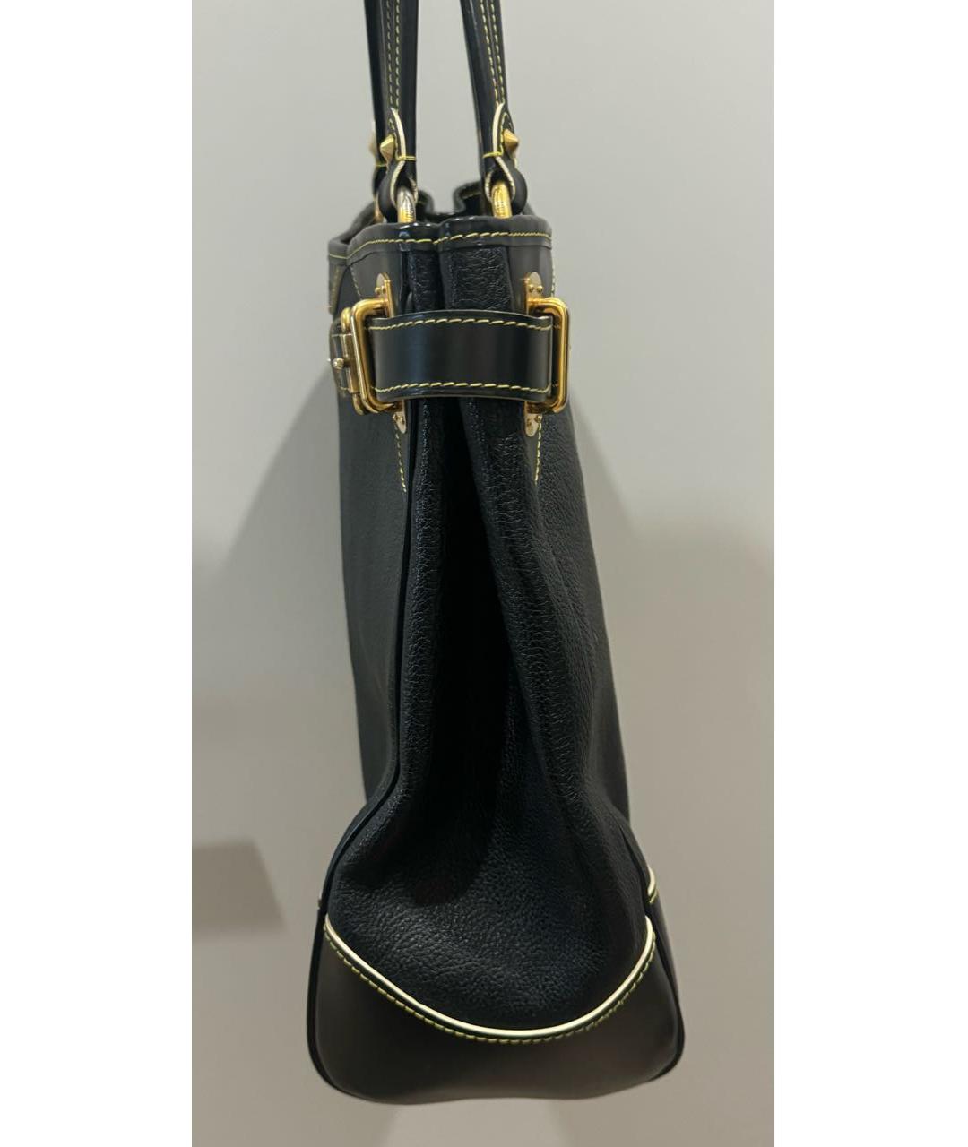 LOUIS VUITTON Черная кожаная сумка тоут, фото 3