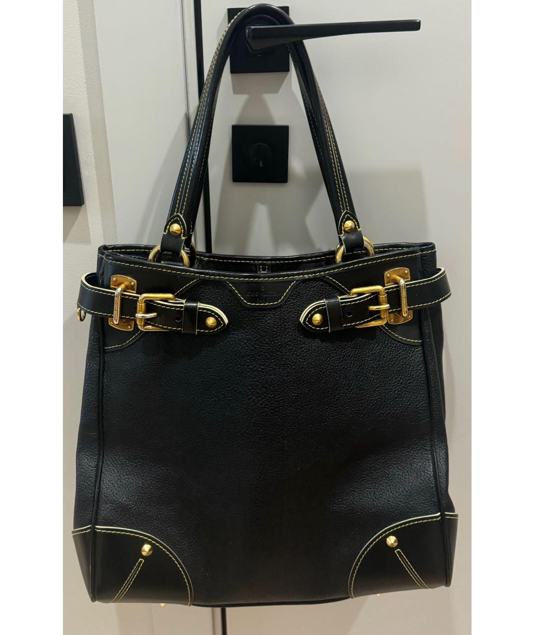 LOUIS VUITTON Черная кожаная сумка тоут, фото 9