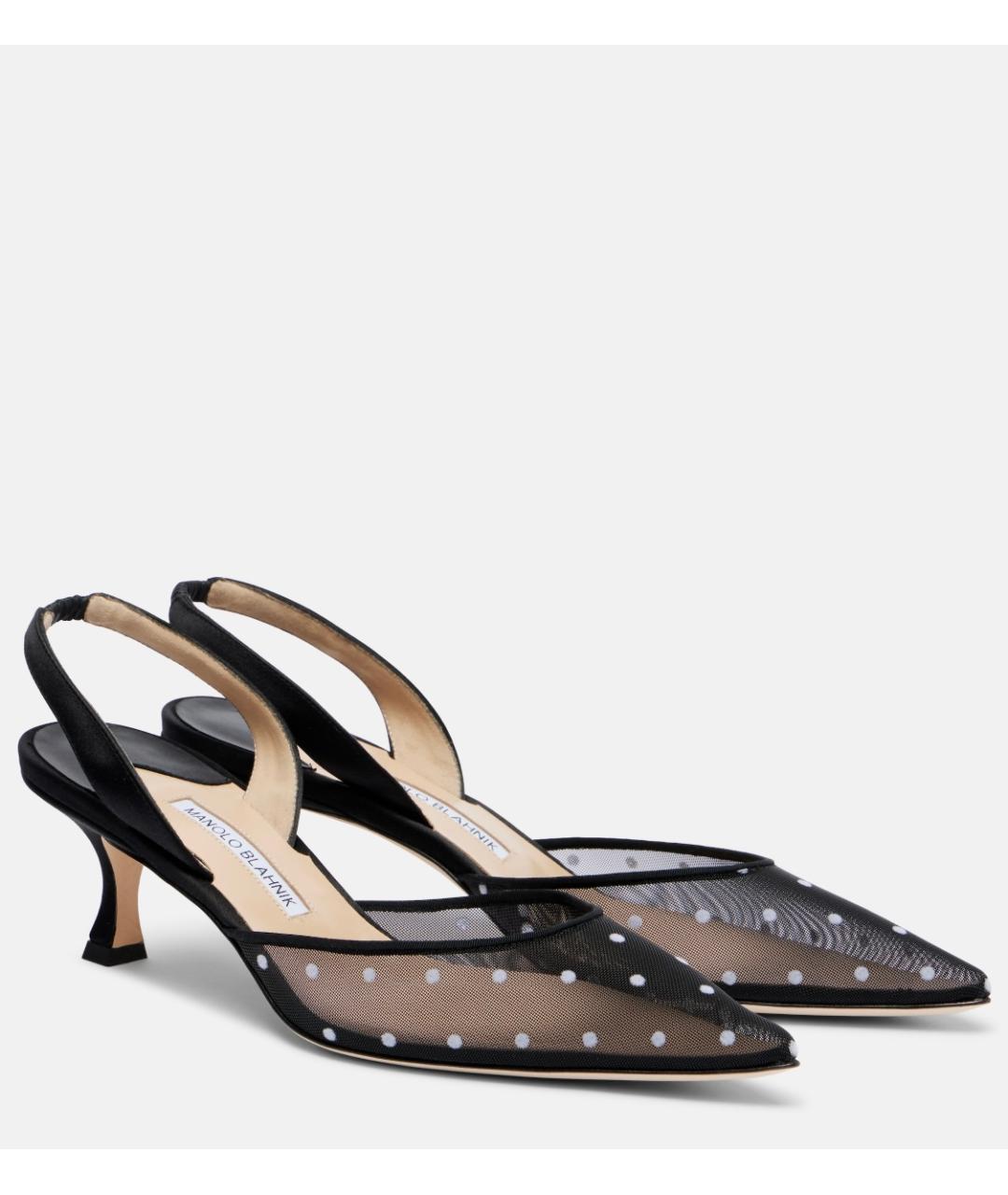 MANOLO BLAHNIK Черные текстильные мюли, фото 3