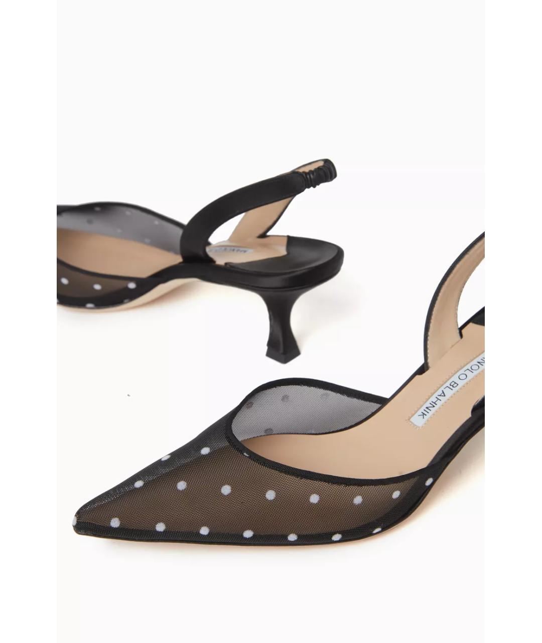 MANOLO BLAHNIK Черные текстильные мюли, фото 5