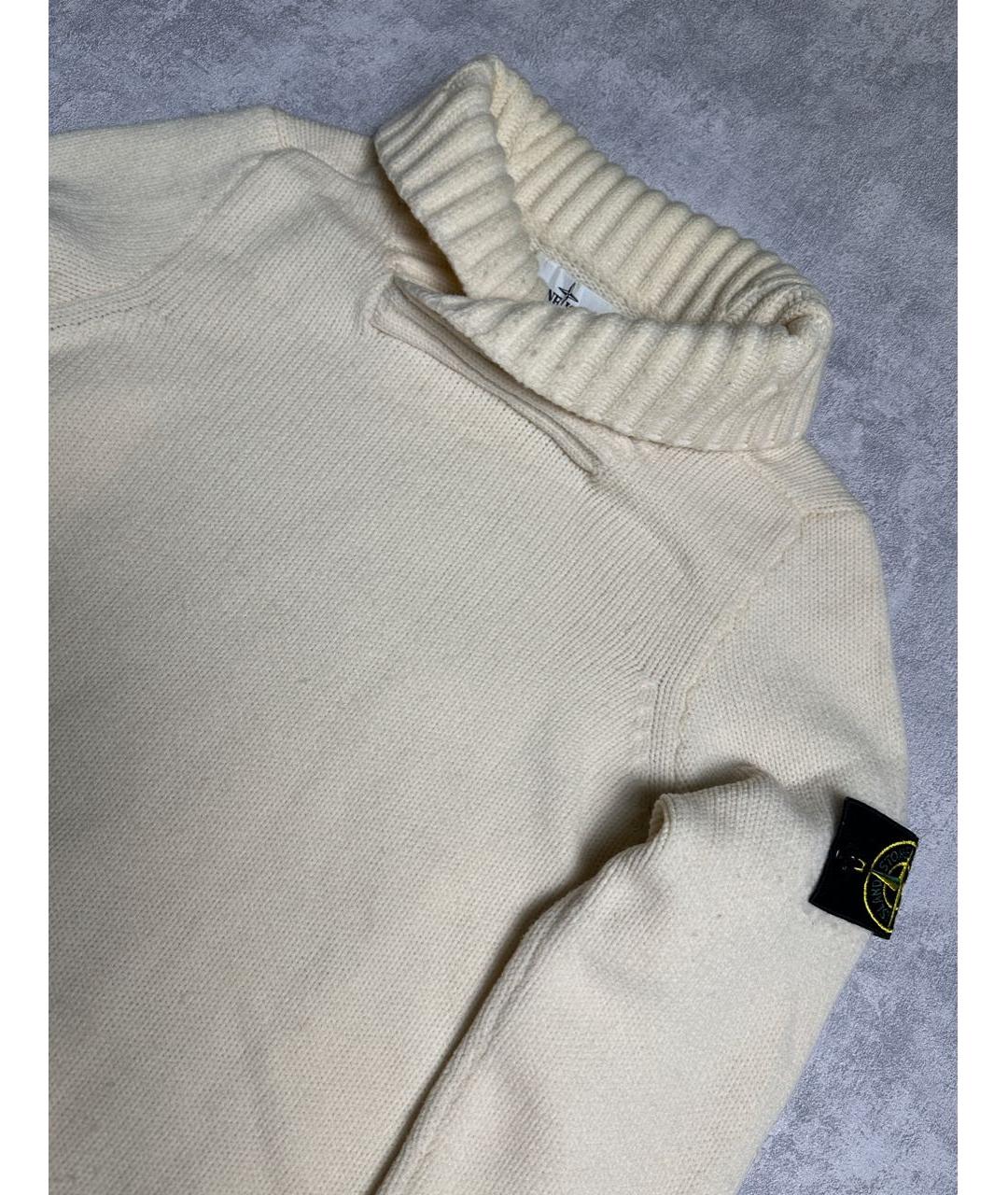 STONE ISLAND Бежевый шерстяной джемпер / свитер, фото 3