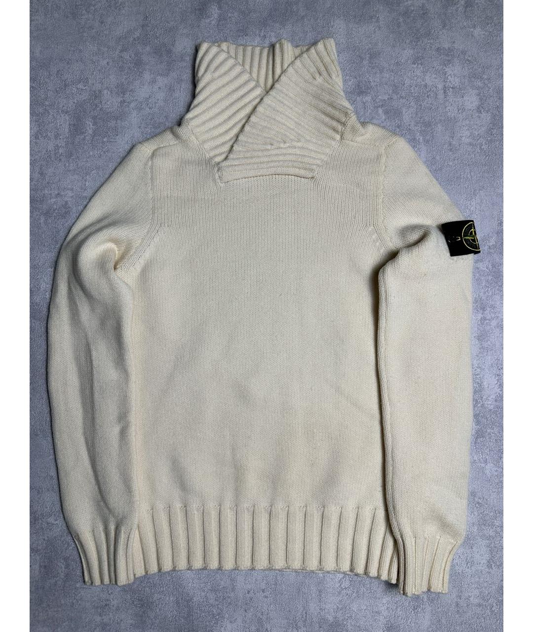 STONE ISLAND Бежевый шерстяной джемпер / свитер, фото 2