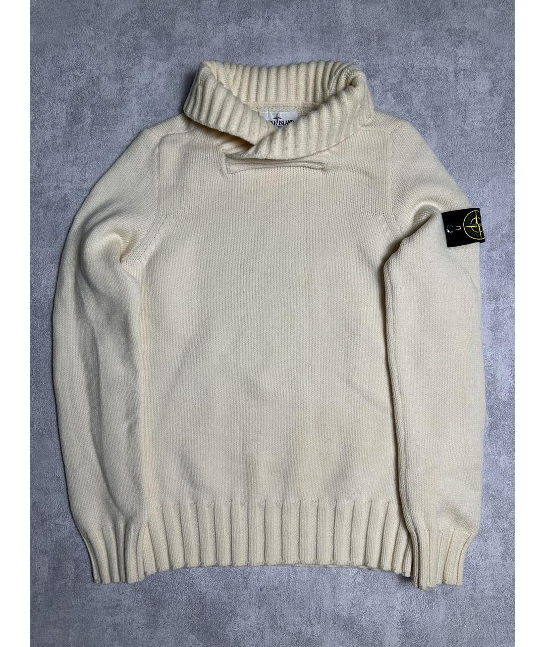 STONE ISLAND Бежевый шерстяной джемпер / свитер, фото 7