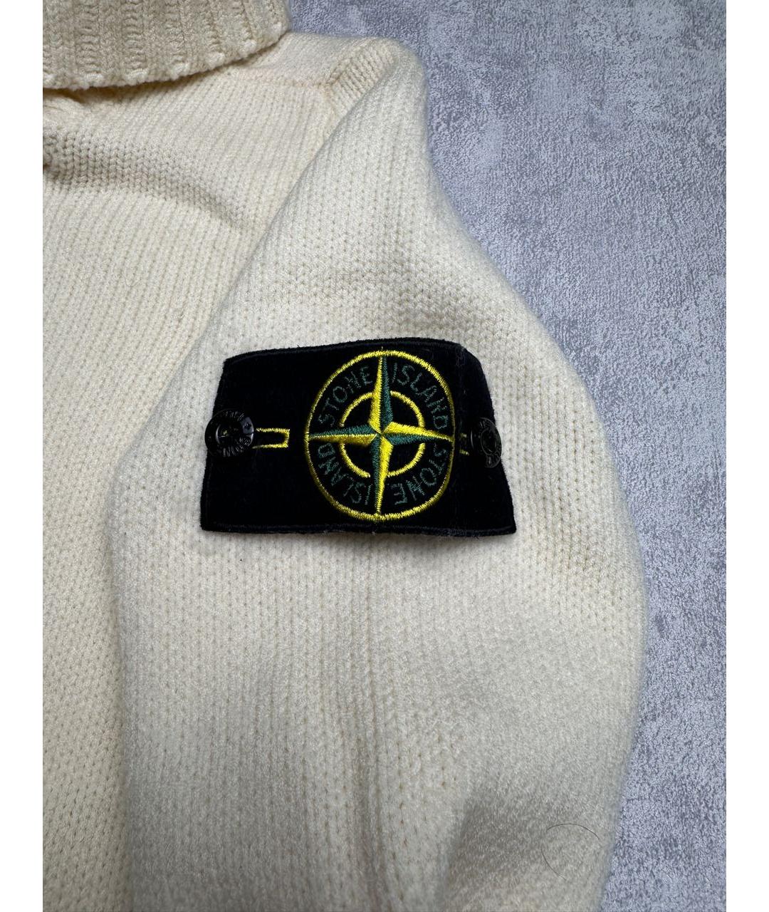 STONE ISLAND Бежевый шерстяной джемпер / свитер, фото 4