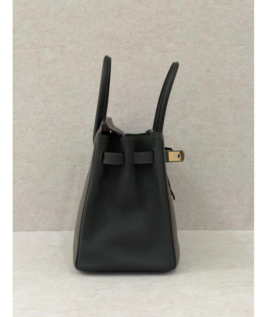 HERMES Серая кожаная сумка с короткими ручками, фото 3