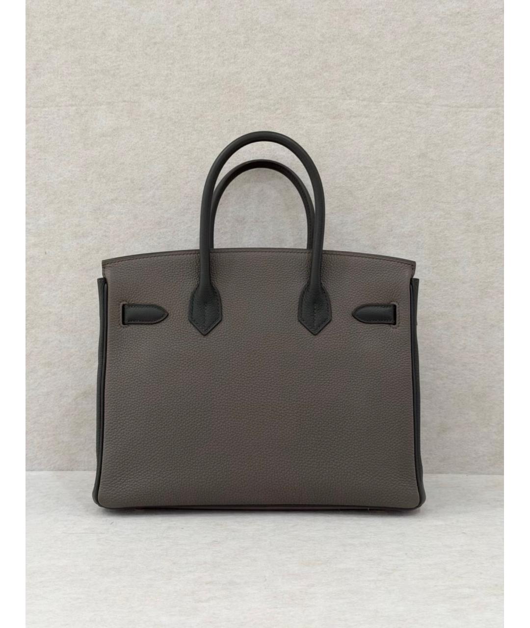 HERMES Серая кожаная сумка с короткими ручками, фото 2