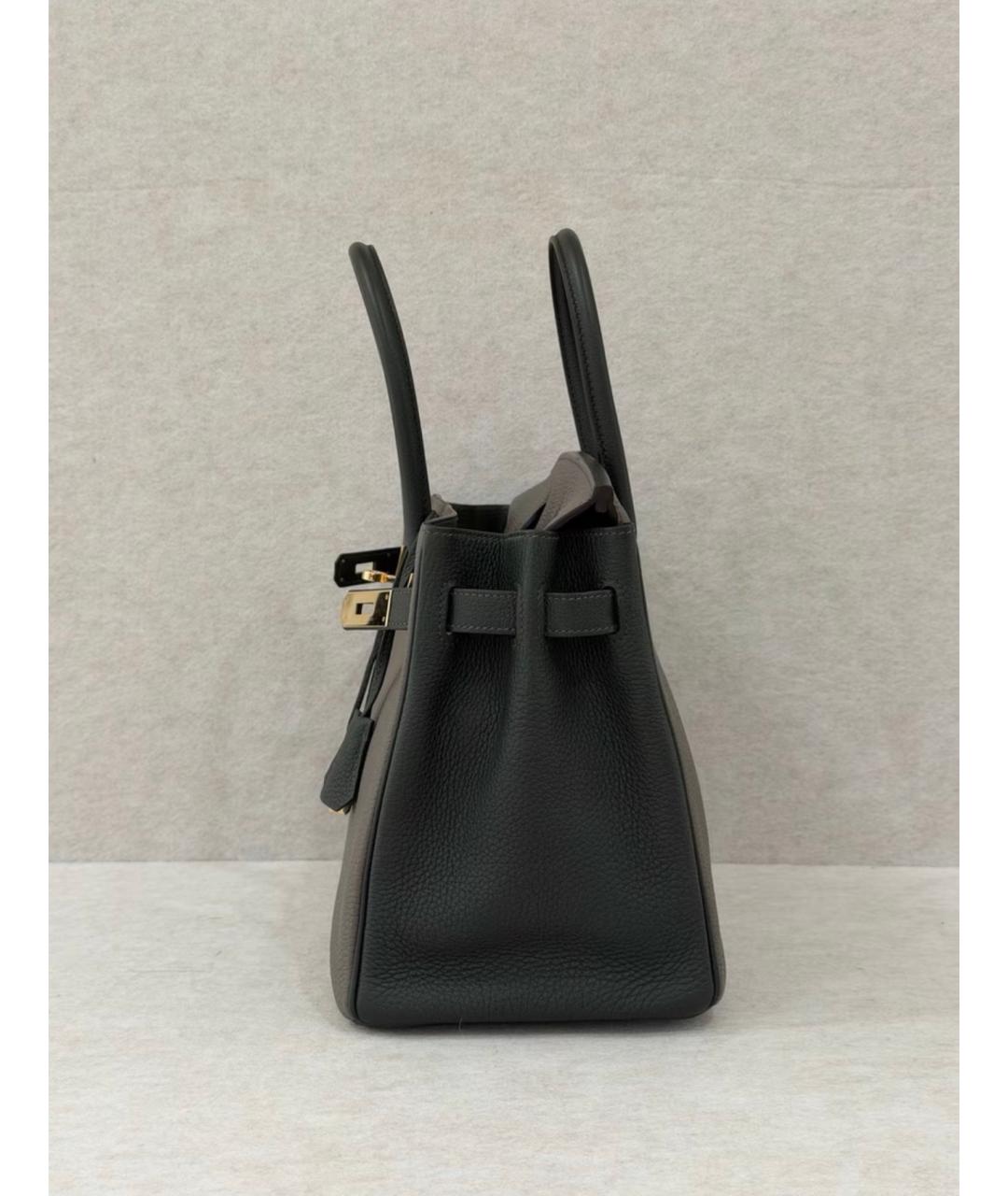 HERMES Серая кожаная сумка с короткими ручками, фото 4