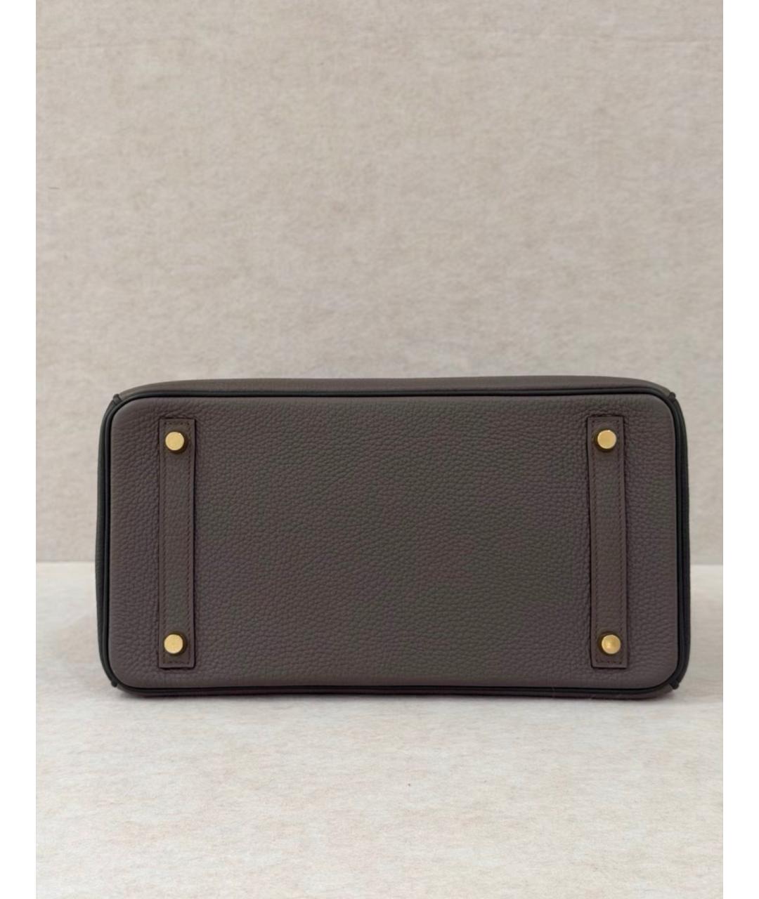 HERMES Серая кожаная сумка с короткими ручками, фото 5