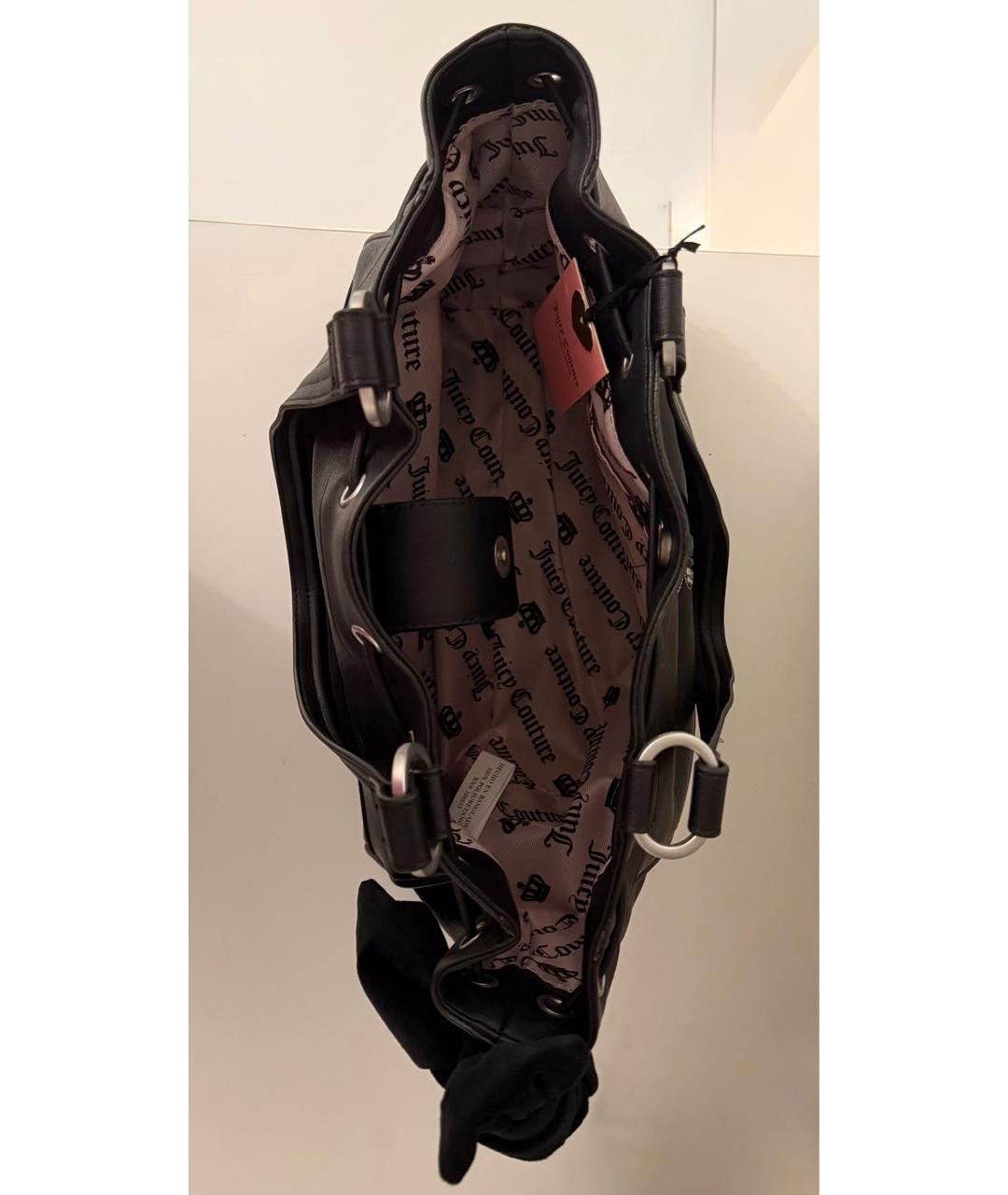 JUICY COUTURE Черная сумка тоут из искусственной кожи, фото 5