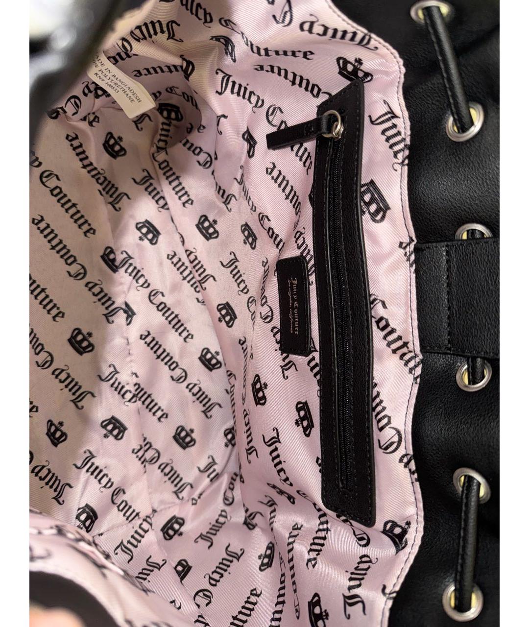 JUICY COUTURE Черная сумка тоут из искусственной кожи, фото 3