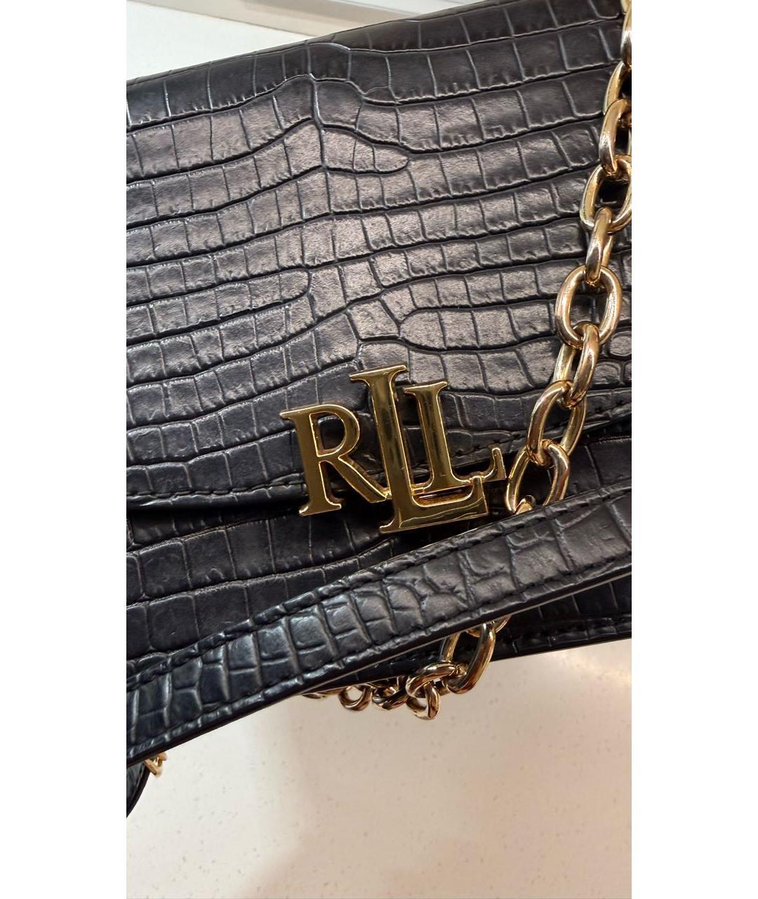 RALPH LAUREN Черная кожаная сумка через плечо, фото 4