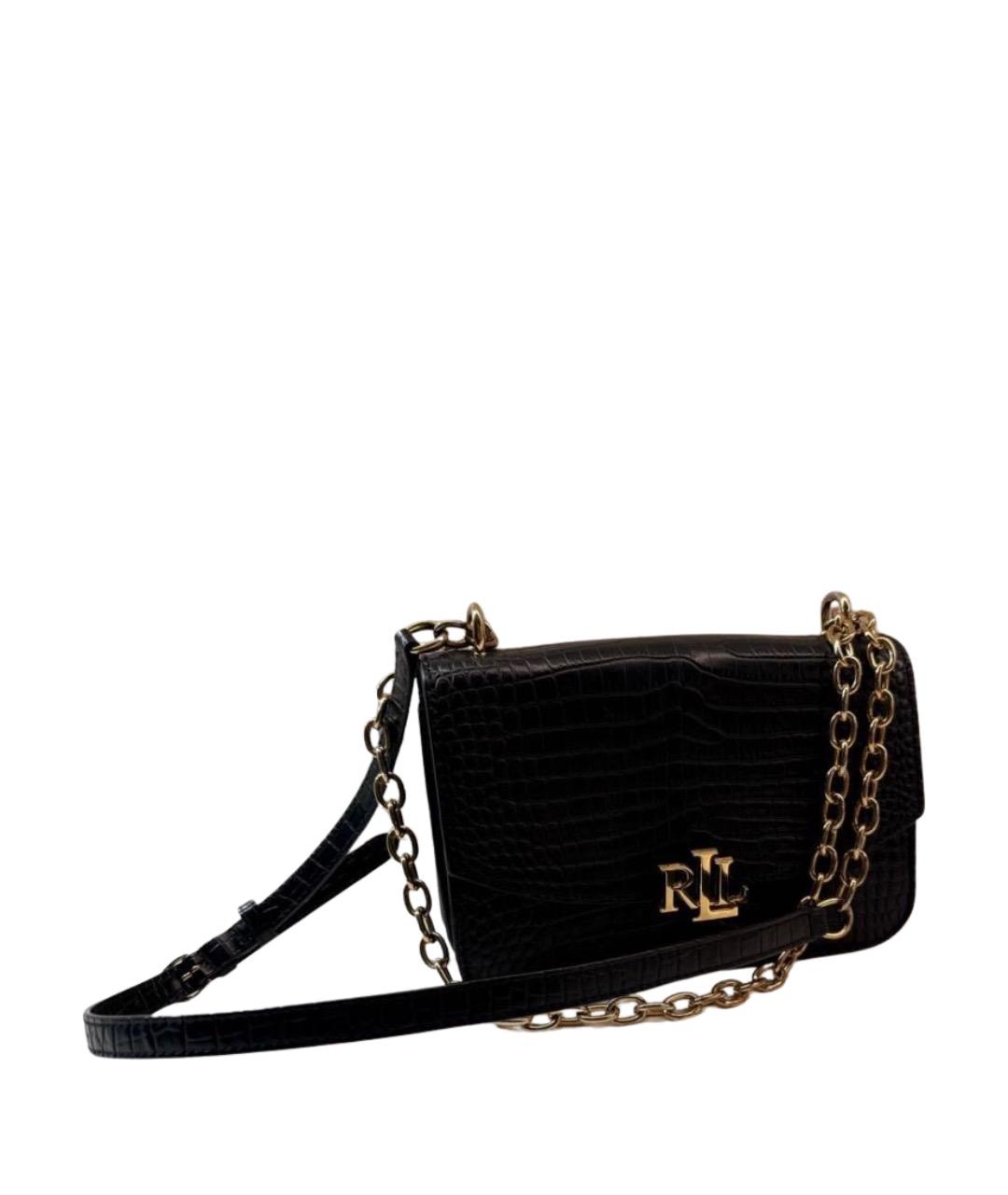 RALPH LAUREN Черная кожаная сумка через плечо, фото 1