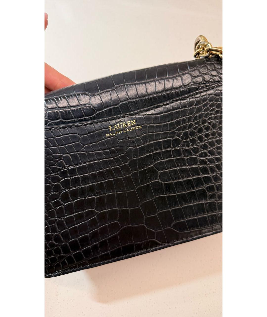 RALPH LAUREN Черная кожаная сумка через плечо, фото 2