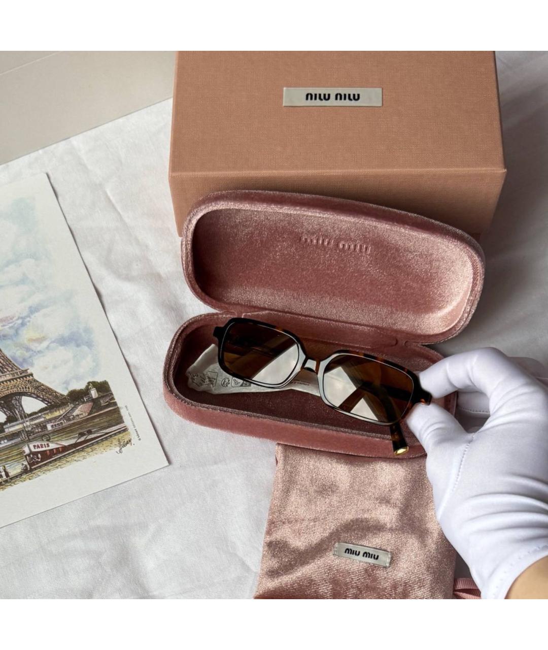 MIU MIU Коричневые пластиковые солнцезащитные очки, фото 5