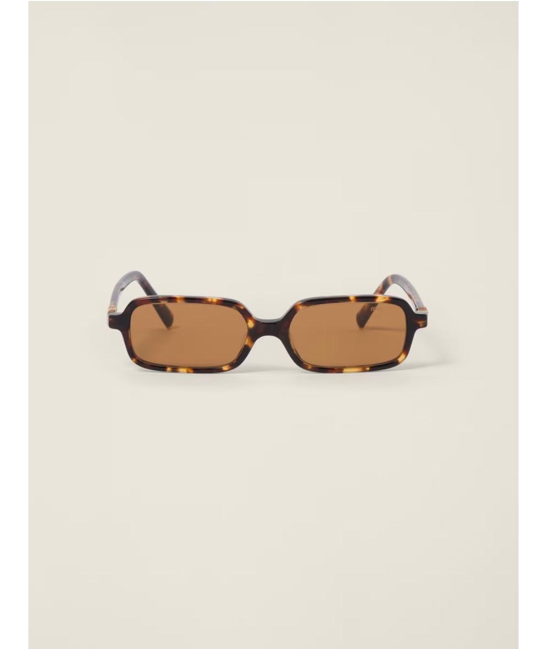 MIU MIU Коричневые пластиковые солнцезащитные очки, фото 6