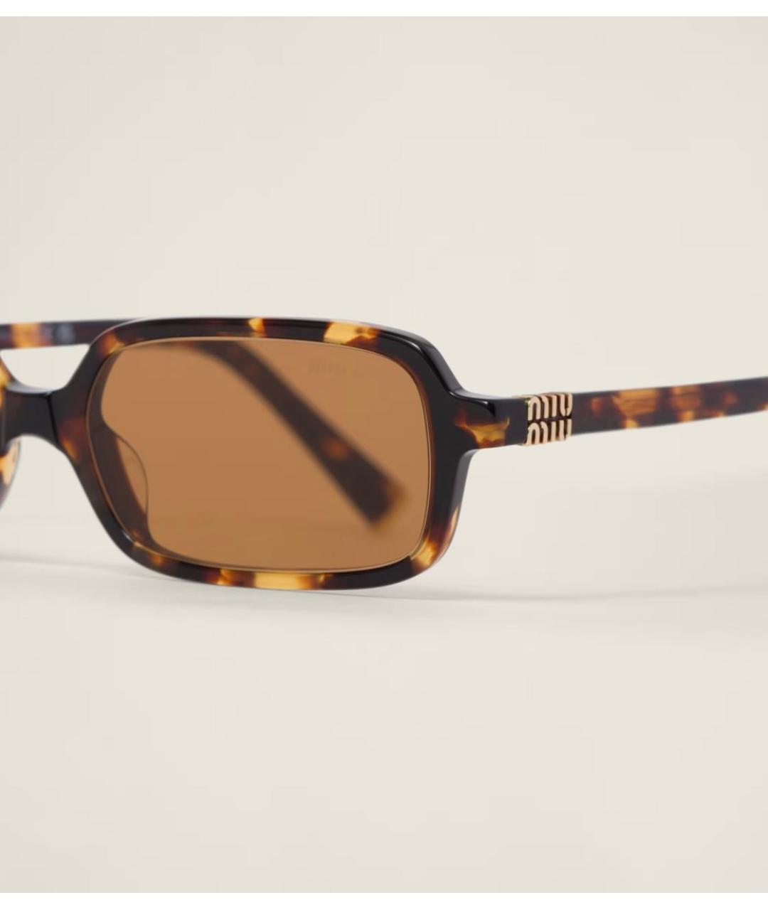 MIU MIU Коричневые пластиковые солнцезащитные очки, фото 3