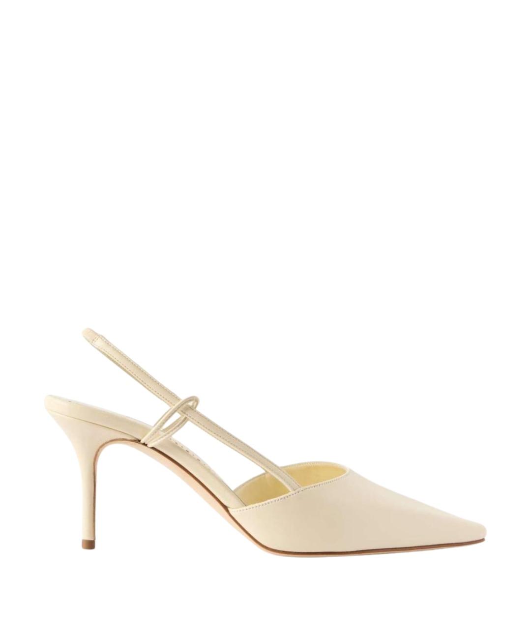 MANOLO BLAHNIK Бежевые кожаные мюли, фото 1