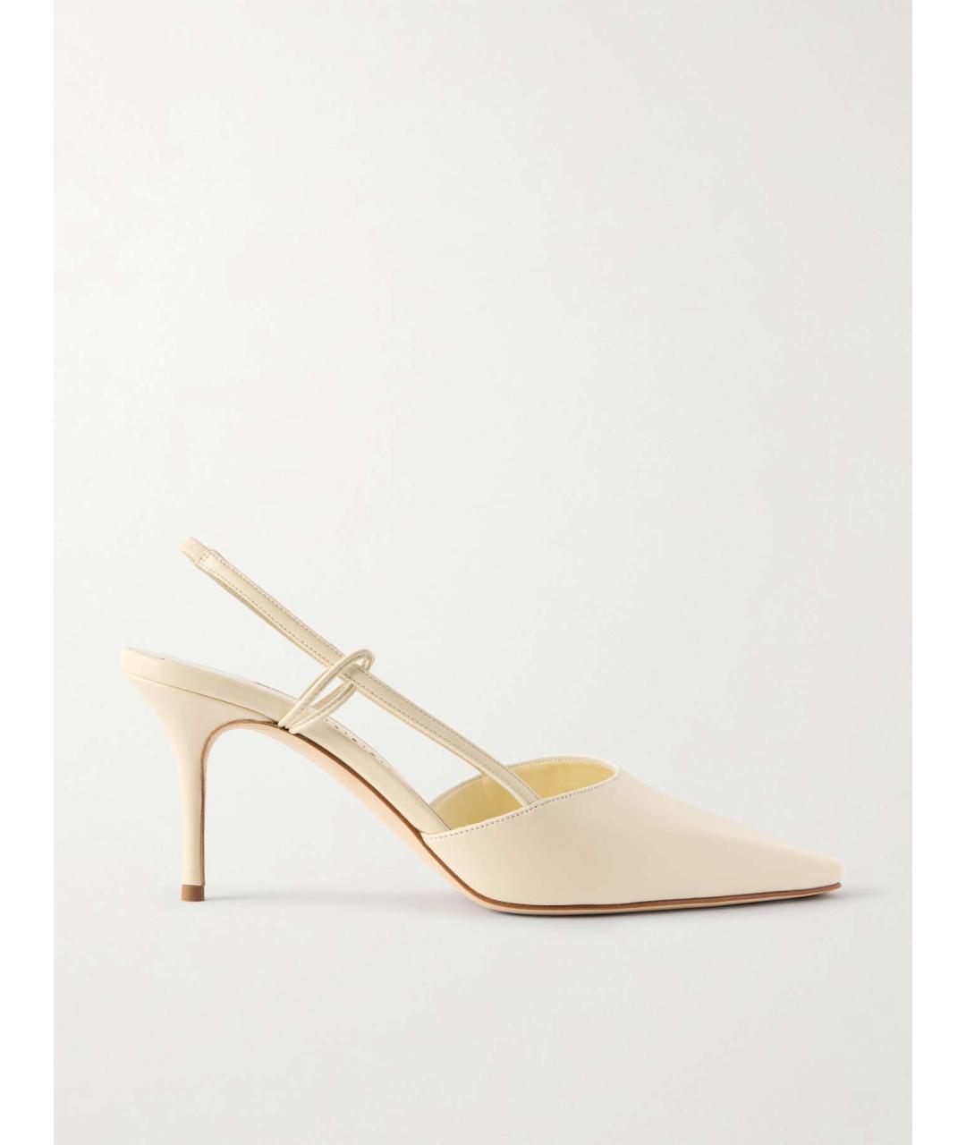 MANOLO BLAHNIK Бежевые кожаные мюли, фото 5