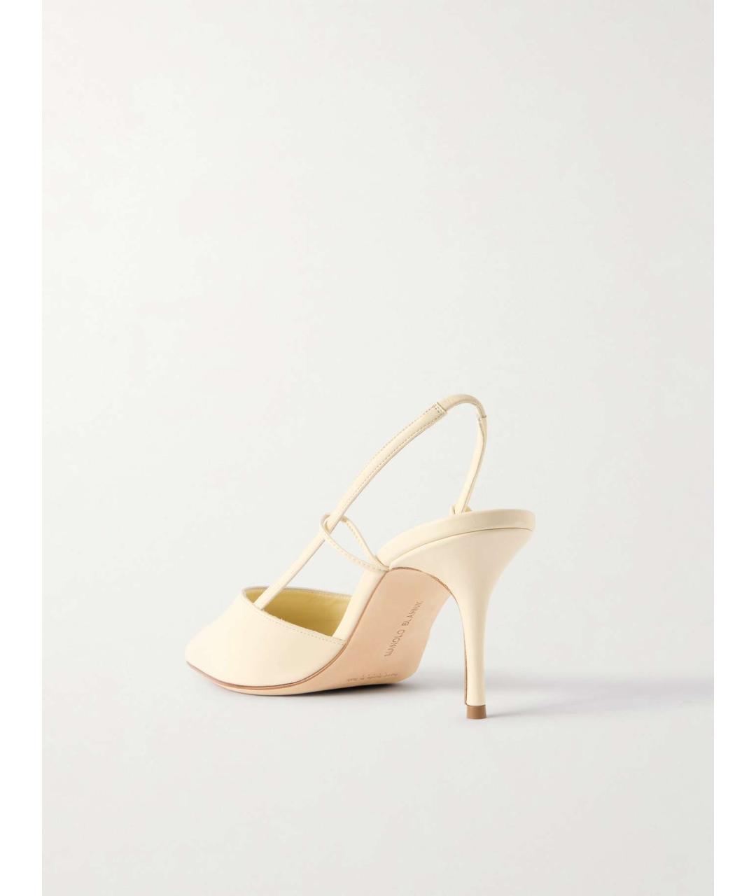 MANOLO BLAHNIK Бежевые кожаные мюли, фото 3