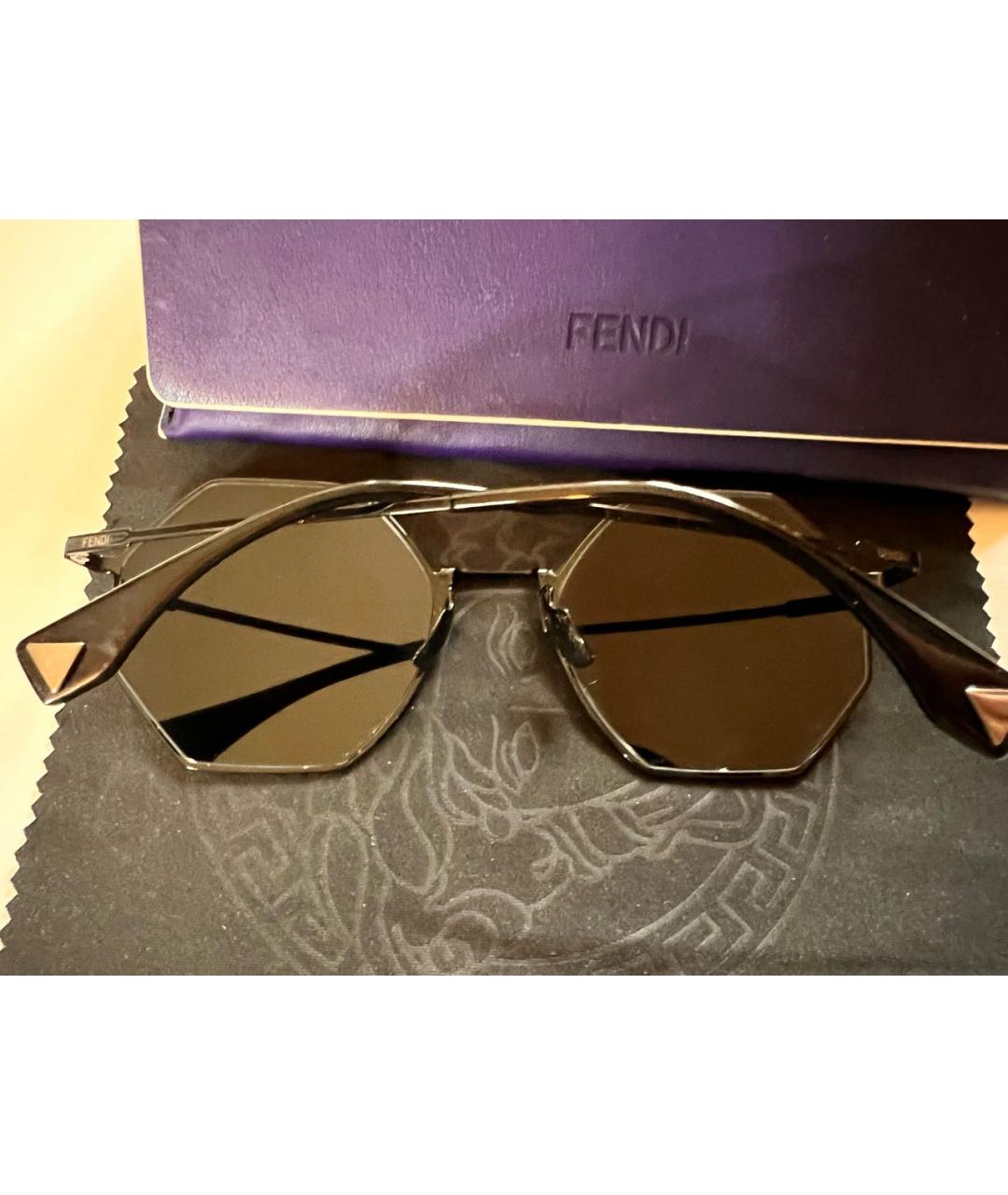 FENDI Черные металлические солнцезащитные очки, фото 5