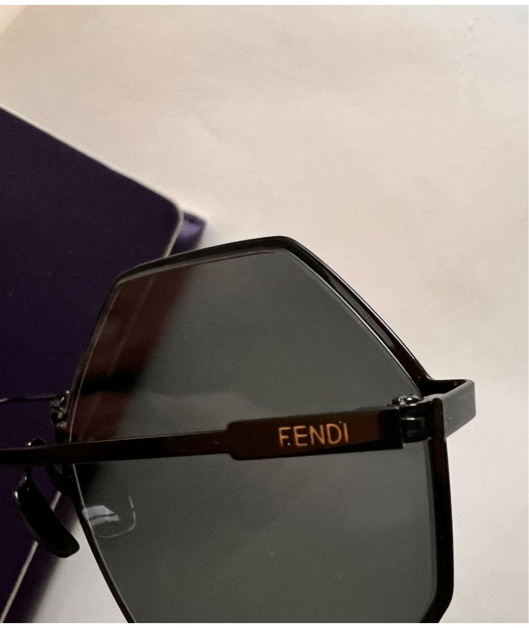FENDI Черные металлические солнцезащитные очки, фото 3