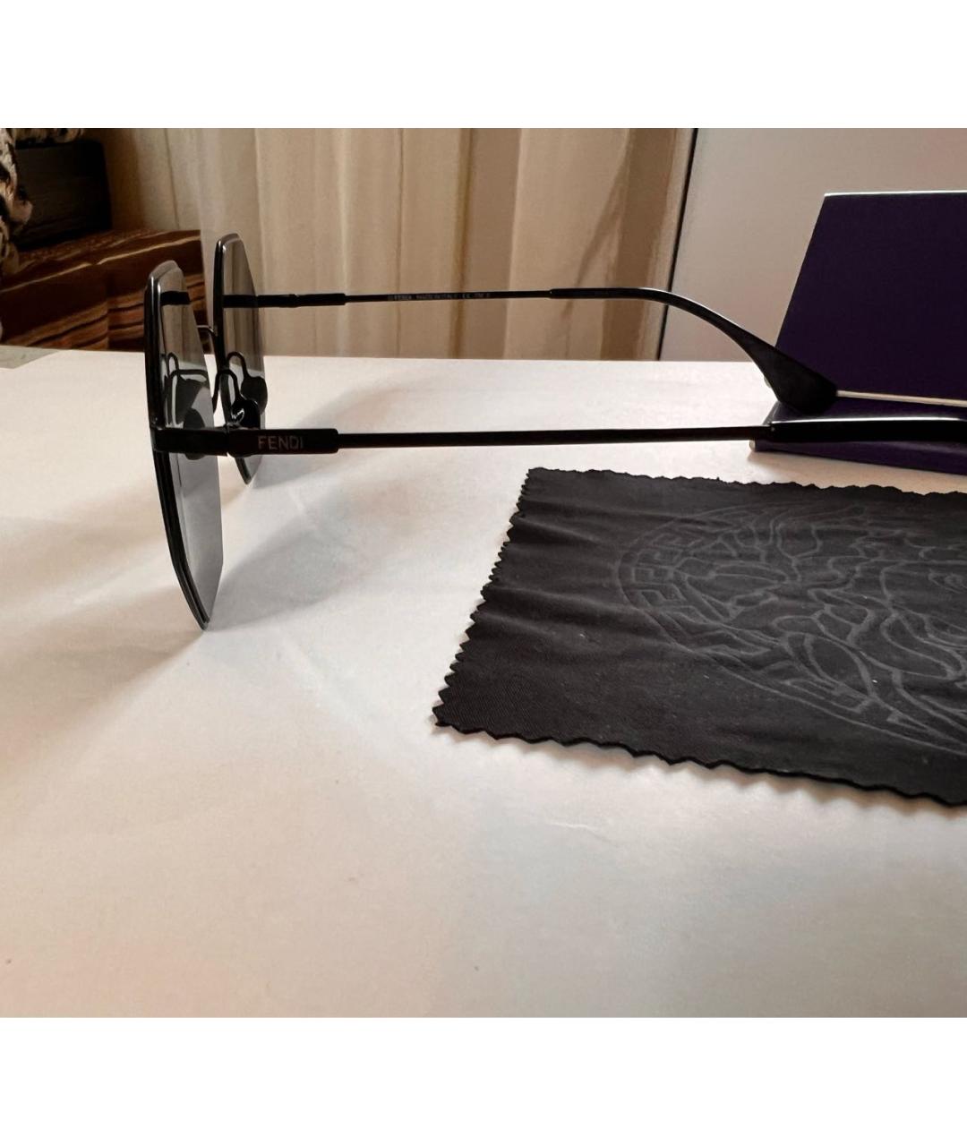 FENDI Черные металлические солнцезащитные очки, фото 2