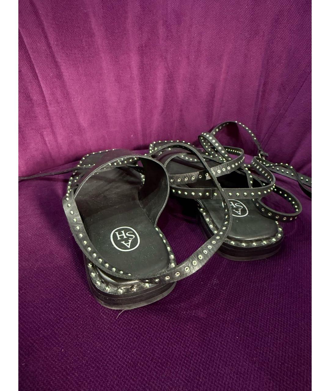 ASH Черные кожаные босоножки, фото 6