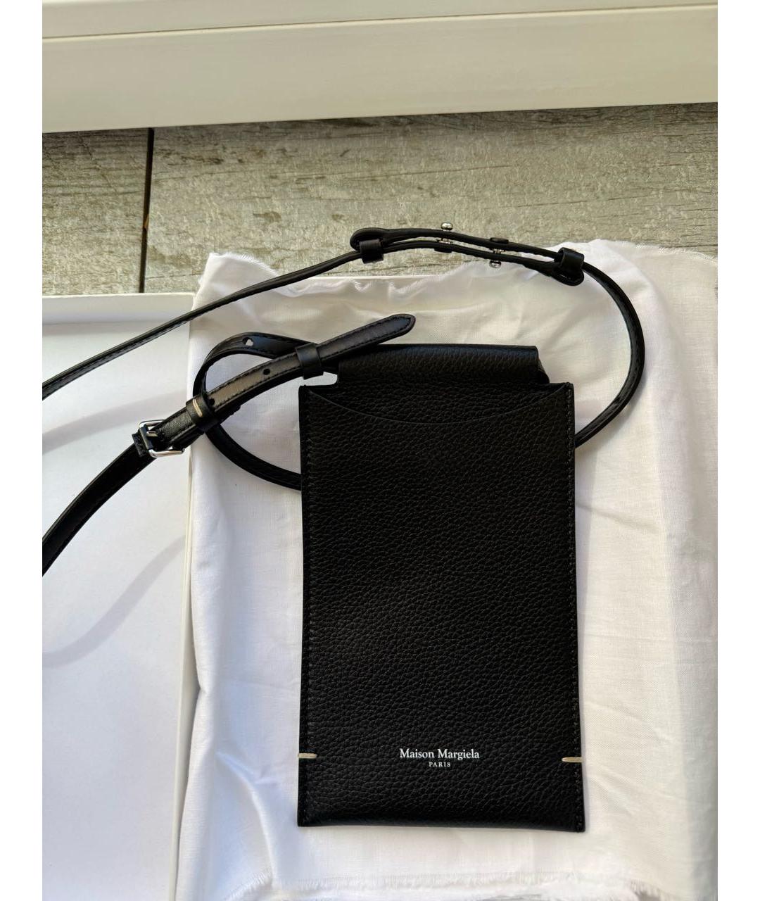 MAISON MARGIELA Черная кожаная сумка через плечо, фото 5