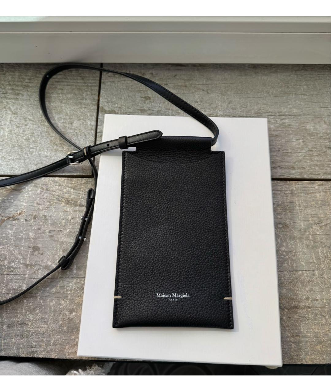 MAISON MARGIELA Черная кожаная сумка через плечо, фото 2