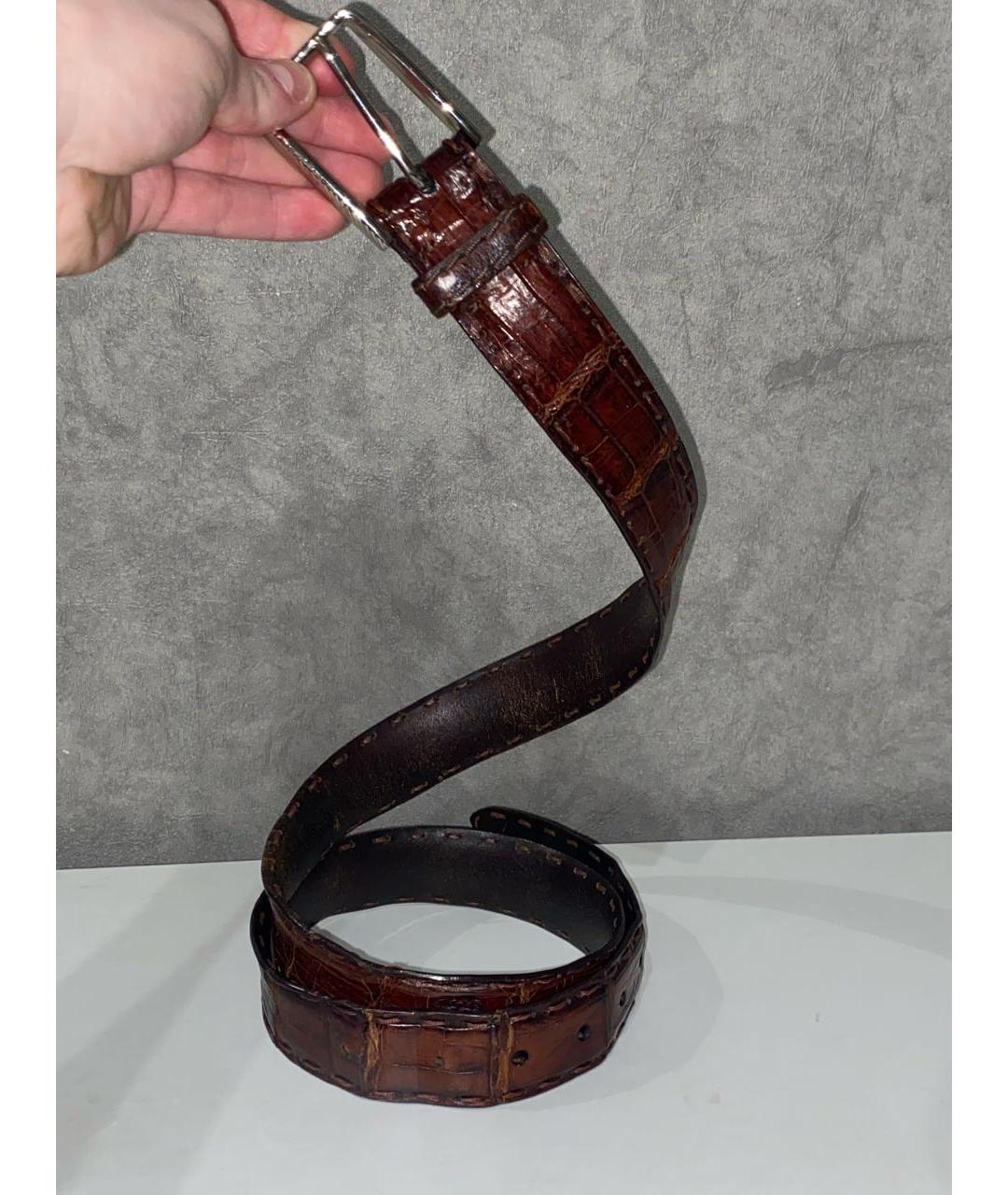 TARDINI Коричневый ремень из экзотической кожи, фото 2