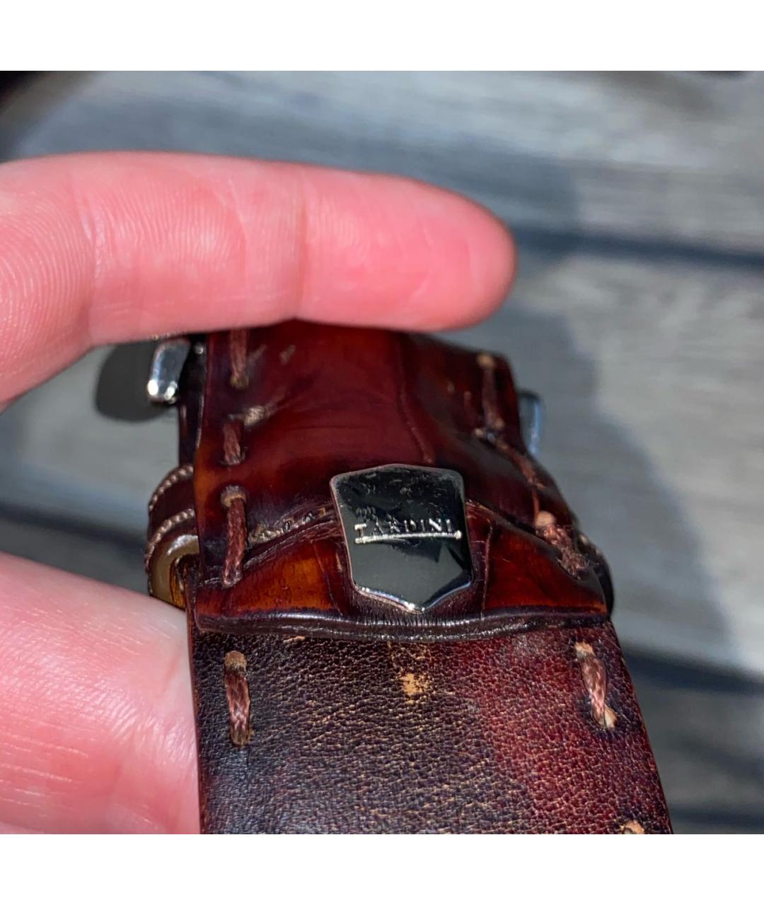 TARDINI Коричневый ремень из экзотической кожи, фото 3