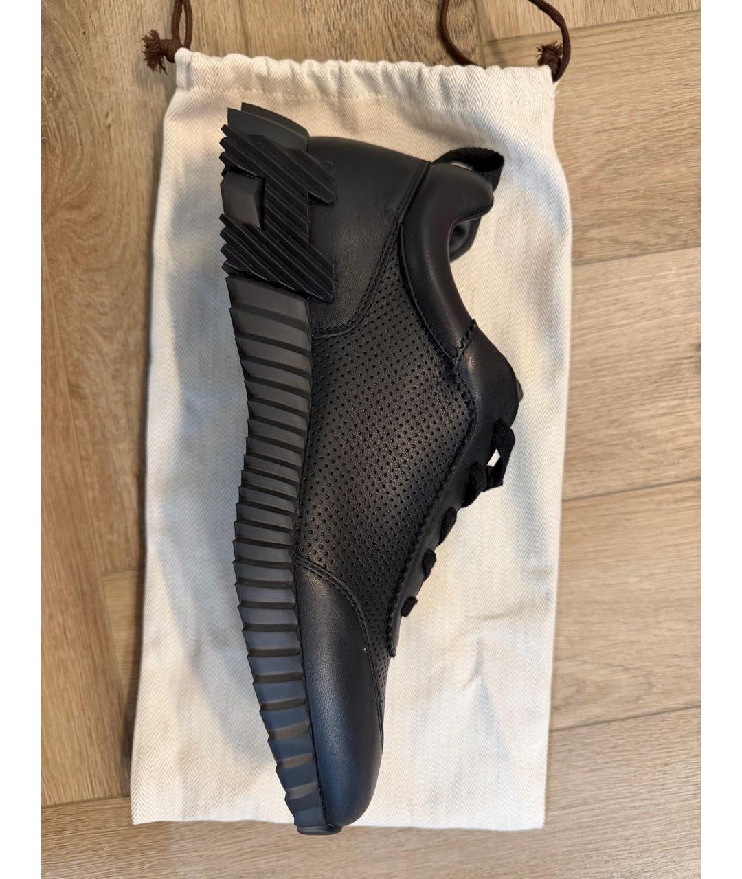 HERMES Черные кожаные низкие кроссовки / кеды, фото 9