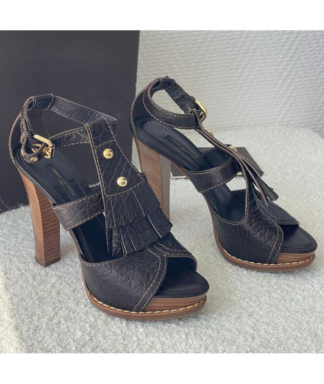 LOUIS VUITTON Черные босоножки, фото 3