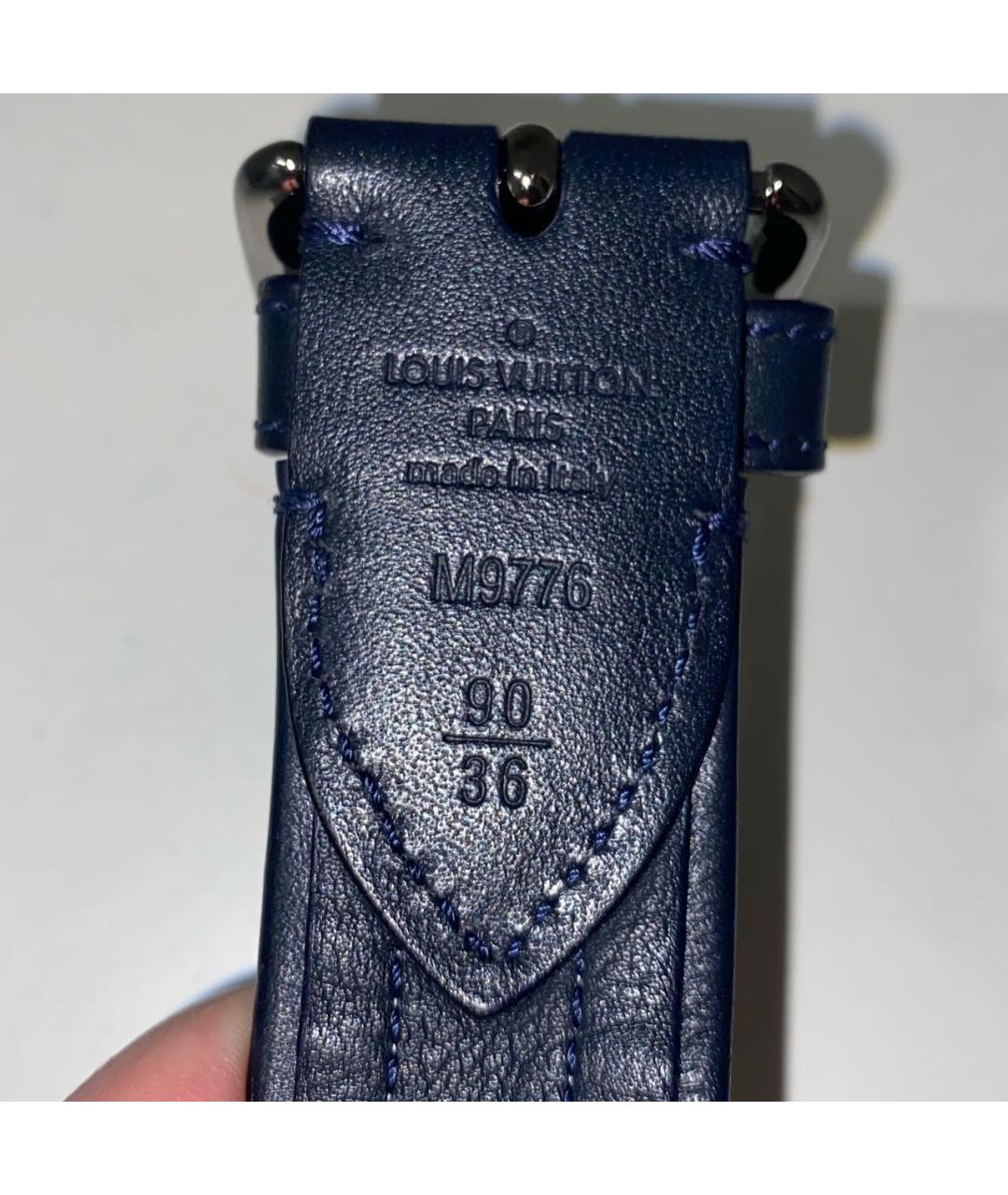 LOUIS VUITTON Темно-синий кожаный ремень, фото 2
