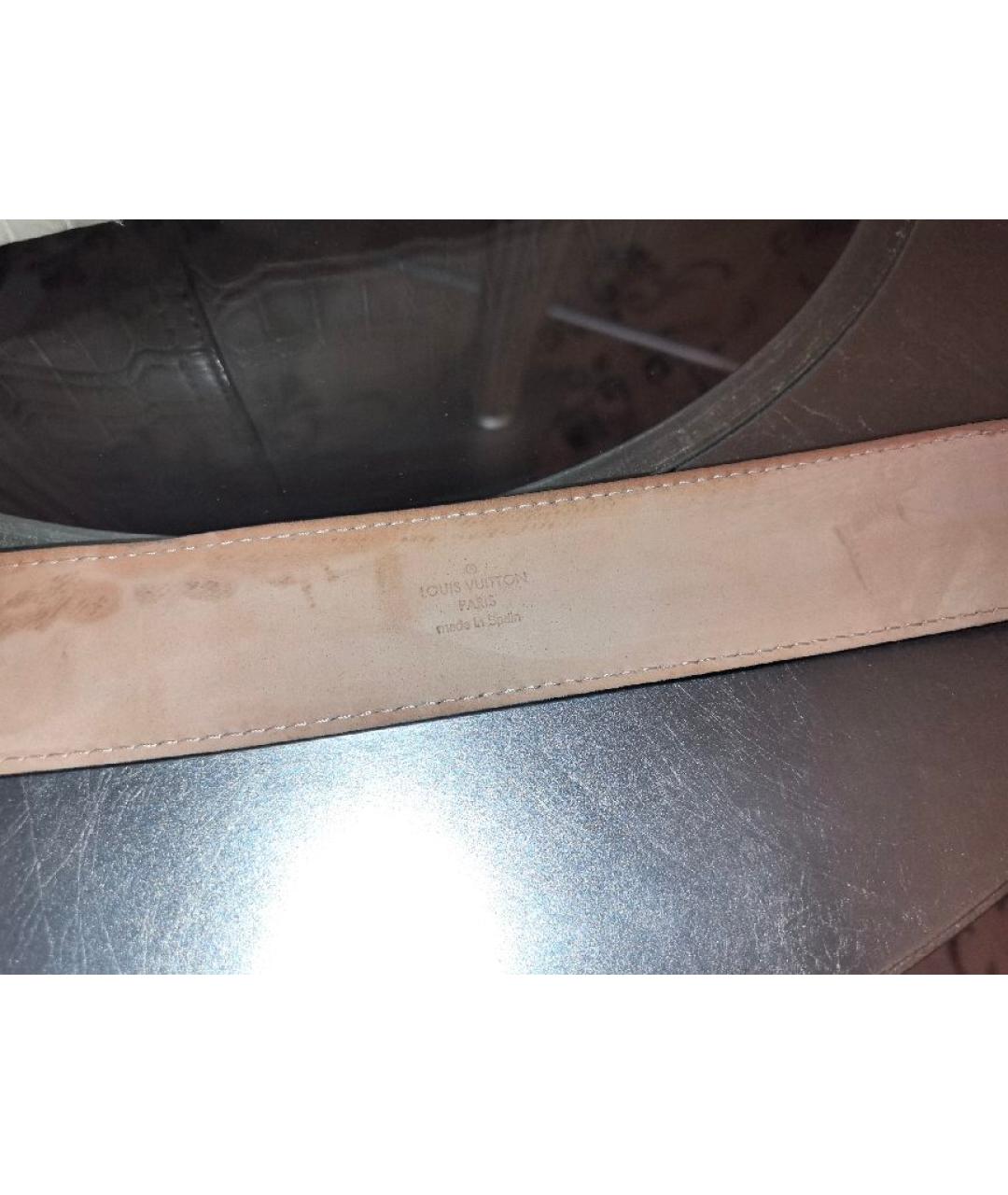 LOUIS VUITTON Черный кожаный ремень, фото 3